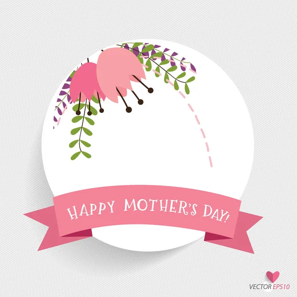 Happy Mother's Day, bukiety kwiatowe z taśmy, wektor illustra — Wektor stockowy