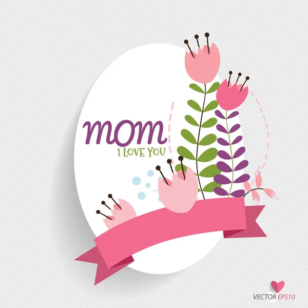 Happy Mother's Day, Floral bouquets with ribbon, vector illustra — Stock Vector