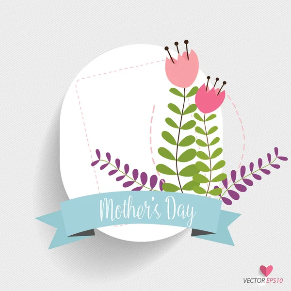 Feliz Dia das Mães, bouquets florais com fita, vector illustra — Vetor de Stock