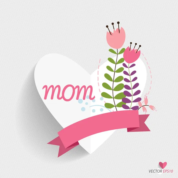 Happy Mother's Day, Floral bouquets with ribbon, vector illustra — Stock Vector