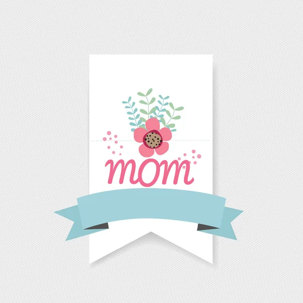 Feliz Dia das Mães, bouquets florais com fita, vector illustra —  Vetores de Stock