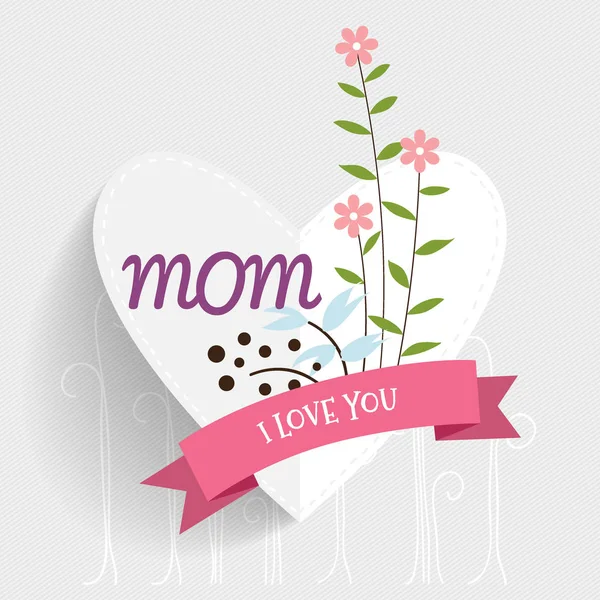 Happy Mother's Day, bloemen boeketten met lint, vector illustra — Stockvector