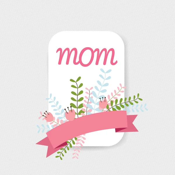 Ευτυχισμένη ημέρα της μητέρας, Floral Μπουκέτα με κορδέλα, διάνυσμα έργα — Διανυσματικό Αρχείο