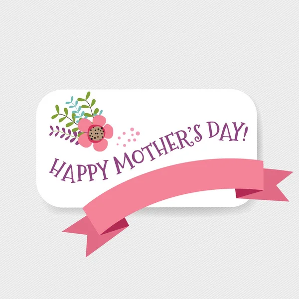 Feliz Día de la Madre, Ramos florales con cinta, vector illustra — Archivo Imágenes Vectoriales