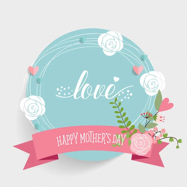 Bonne fête des mères, Bouquets de fleurs avec ruban, vecteur illustra — Image vectorielle