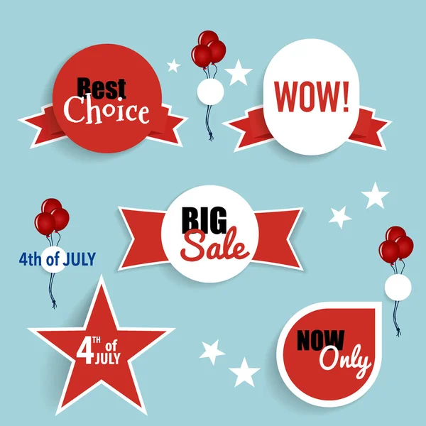 4-tego lipca. Dzień Niepodległości szczęśliwy sprzedaży kuponu, kupon, tag. — Wektor stockowy