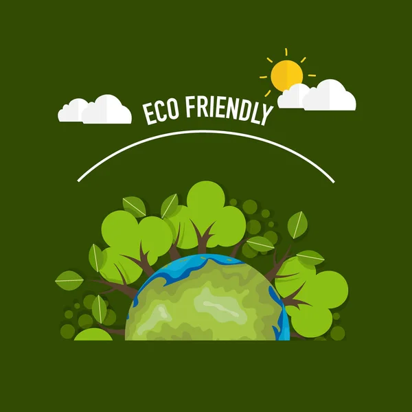 ECO AMIGO. Concepto de Ecología con Eco Tierra Verde y Árboles. Ve. — Vector de stock