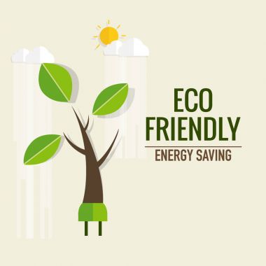 Enerji kavramı ağaçları ile tasarruf... Vektör çizim