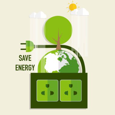 Enerji kavramı yeşil Eco toprak ve ağaçlar ile... Vektör Il