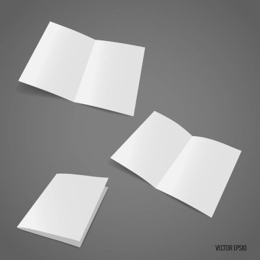 Bifold beyaz şablon kağıt. Vektör çizim