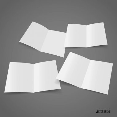 Bifold beyaz şablon kağıt. Vektör çizim