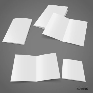 Bifold beyaz şablon kağıt. Vektör çizim