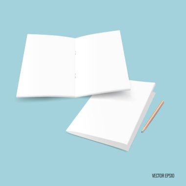 Bifold beyaz şablon kağıt. Vektör çizim