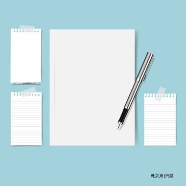 Boş katalog, dergi, kitap alay yukarı ve beyaz Not kağıtları. VEC