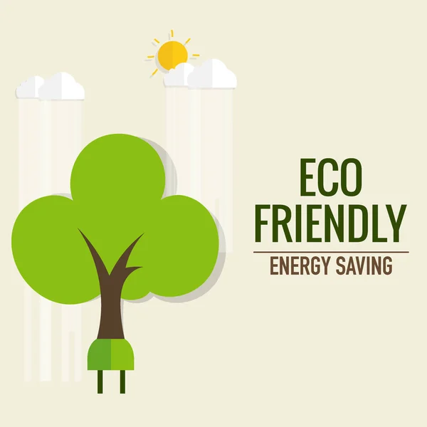 Energy saving concept with Trees.. Vector illustration — Stock Vector