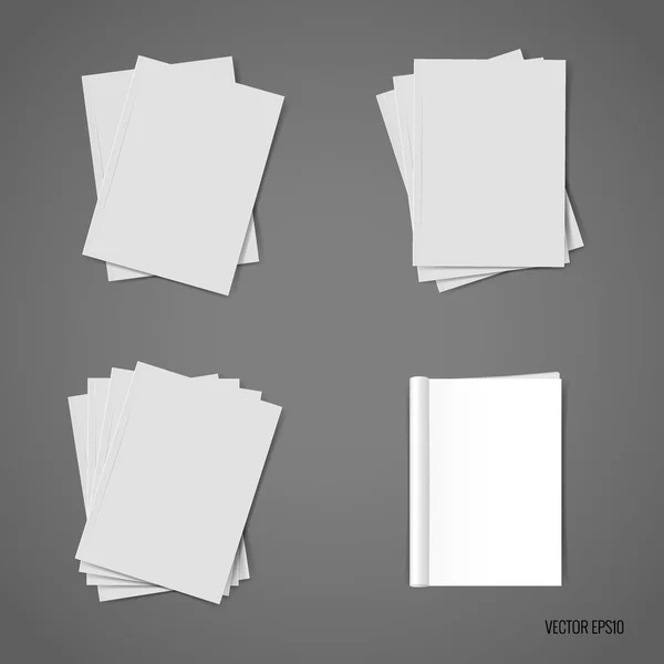 Catálogo en blanco, revistas, maqueta de libros. Ilustración vectorial — Vector de stock