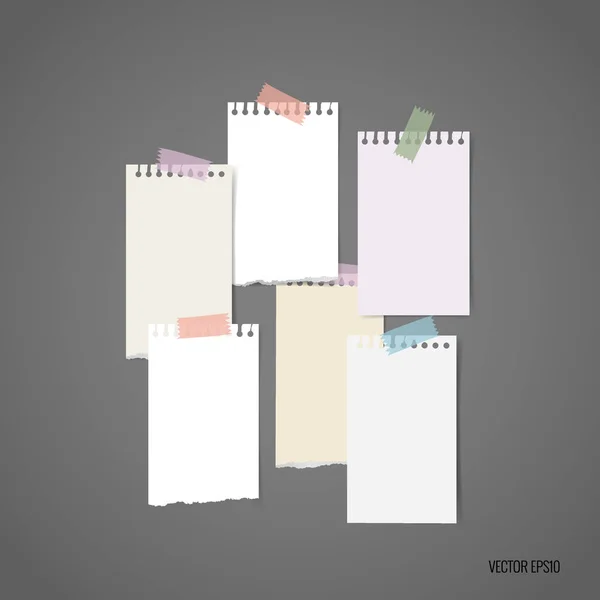 Collection of various note papers, ready for your message. Vecto — Stock Vector