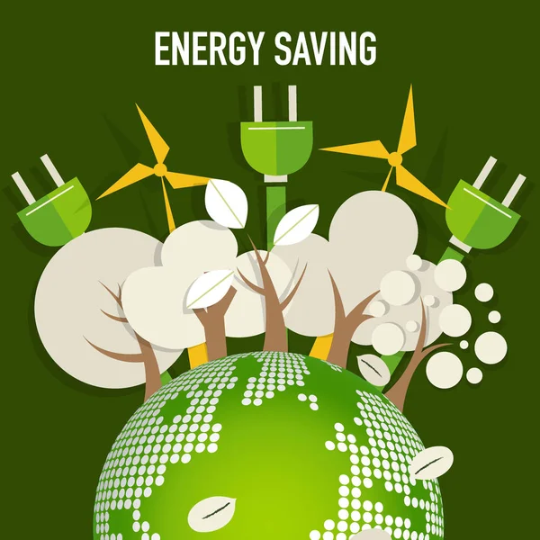 Concept d'économie d'énergie avec Green Eco Earth and Trees.. Vector il — Image vectorielle