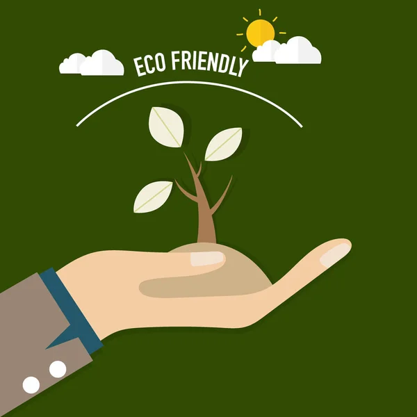ECO FRIENDLY. Экология с деревьями. Векторная иллюстрация — стоковый вектор