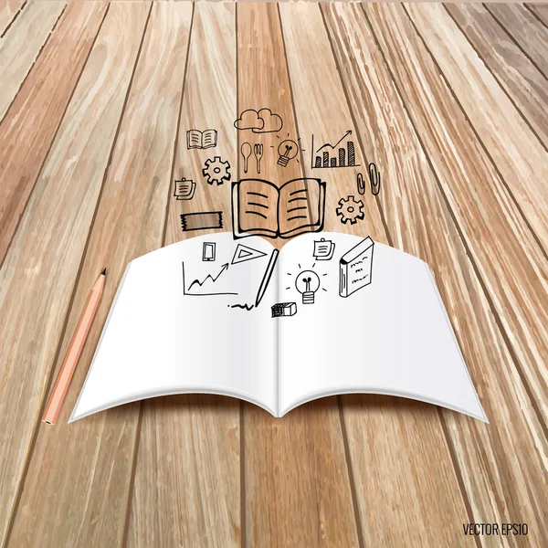Download Desenho manual livro voador aberto — Fotografias de Stock © jannystockphoto #24067569