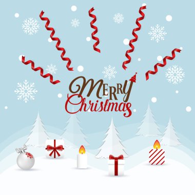 Noel süslü Noel tebrik kartı. Vektör illüstrasyonu.