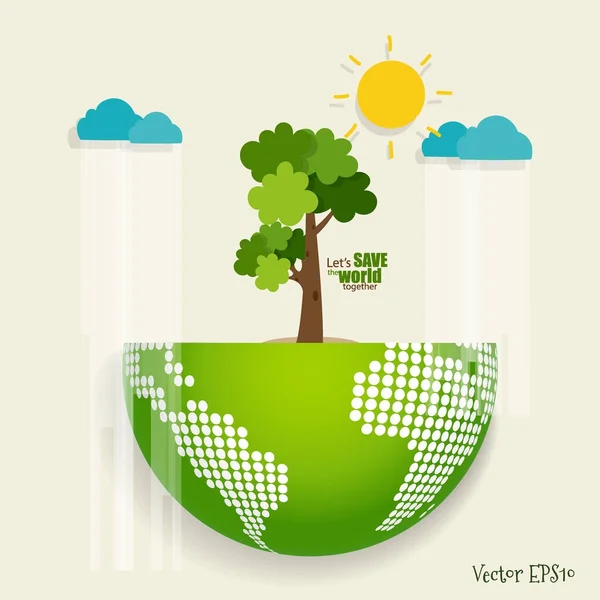 Amigo Eco Conceito Ecologia Com Green Eco Earth Árvores Ilustração —  Vetores de Stock
