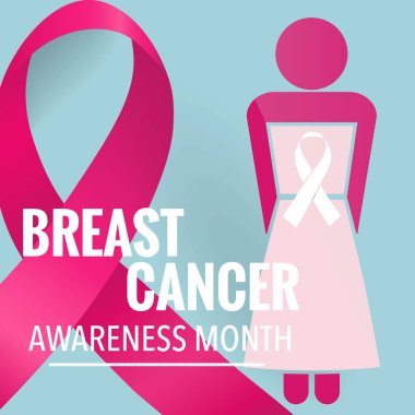 Göğüs kanseri farkındalığı ay sonu tasarımı. Göğüs kanseri farkındalığı pembe kurdele. Vektör İllüstrasyonu.