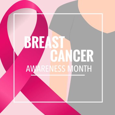 Göğüs kanseri farkındalığı ay sonu tasarımı. Göğüs kanseri farkındalığı pembe kurdele. Vektör İllüstrasyonu.