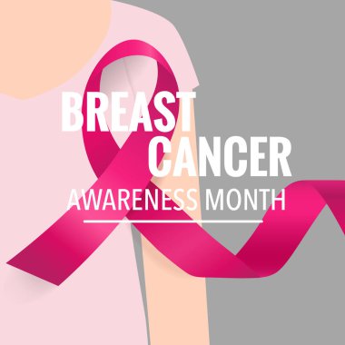 Göğüs kanseri farkındalığı ay sonu tasarımı. Göğüs kanseri farkındalığı pembe kurdele. Vektör İllüstrasyonu.