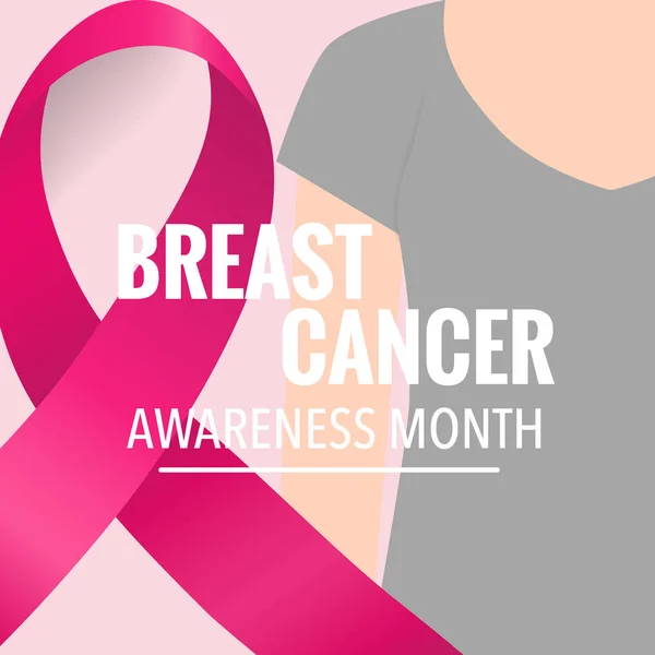 Borstkanker Bewustwording Maand Achtergrond Ontwerp Borstkanker Bewustzijn Roze Lint Vector — Stockvector