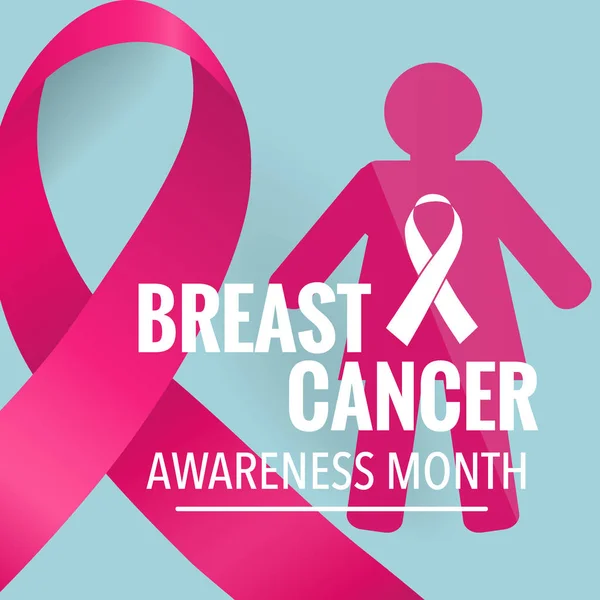 乳腺癌认知月背景设计 乳腺癌意识粉色丝带 病媒图解 — 图库矢量图片