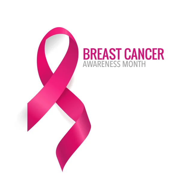 Bröstcancer Medvetenhet Månad Bakgrund Design Bröstcancer Medvetenhet Rosa Band Vektor — Stock vektor