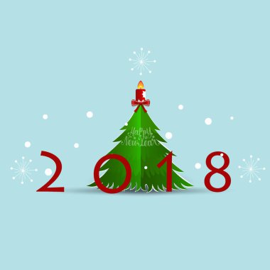 Neşeli Noel ve mutlu yeni yıl 2018 tebrik kartı, vektör çizim.