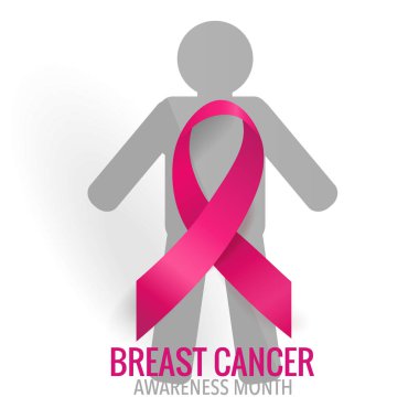 Göğüs kanseri farkındalığı ay sonu tasarımı. Göğüs kanseri farkındalığı pembe kurdele. Vektör İllüstrasyonu.