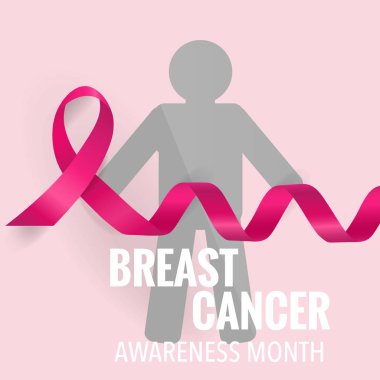 Göğüs kanseri farkındalığı ay sonu tasarımı. Göğüs kanseri farkındalığı pembe kurdele. Vektör İllüstrasyonu.