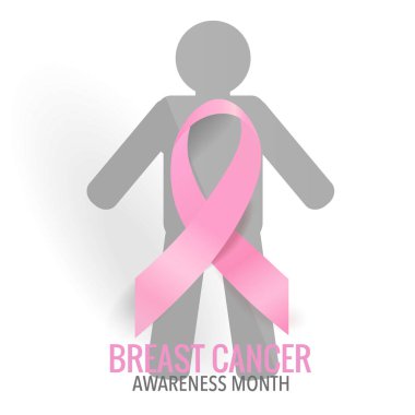 Göğüs kanseri farkındalığı ay sonu tasarımı. Göğüs kanseri farkındalığı pembe kurdele. Vektör İllüstrasyonu.