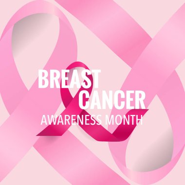 Göğüs kanseri farkındalığı ay sonu tasarımı. Göğüs kanseri farkındalığı pembe kurdele. Vektör İllüstrasyonu.