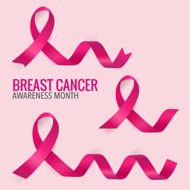 Göğüs kanseri farkındalığı ay sonu tasarımı. Göğüs kanseri farkındalığı pembe kurdele. Vektör İllüstrasyonu.