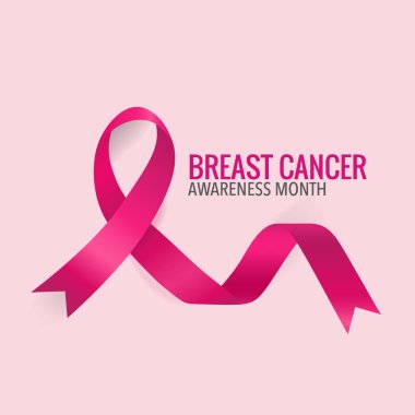 Göğüs kanseri farkındalığı ay sonu tasarımı. Göğüs kanseri farkındalığı pembe kurdele. Vektör İllüstrasyonu.