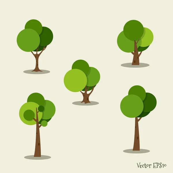 Een Verzameling Abstracte Bomen Vectorillustratie — Stockvector