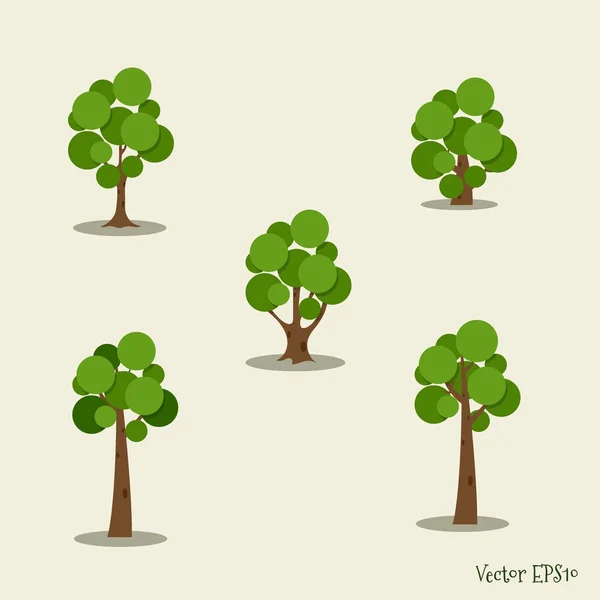 Een Verzameling Abstracte Bomen Vectorillustratie — Stockvector