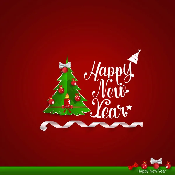 Merry Christmas Happy New Year Greeting Card Vector Illustration — Stock Vector