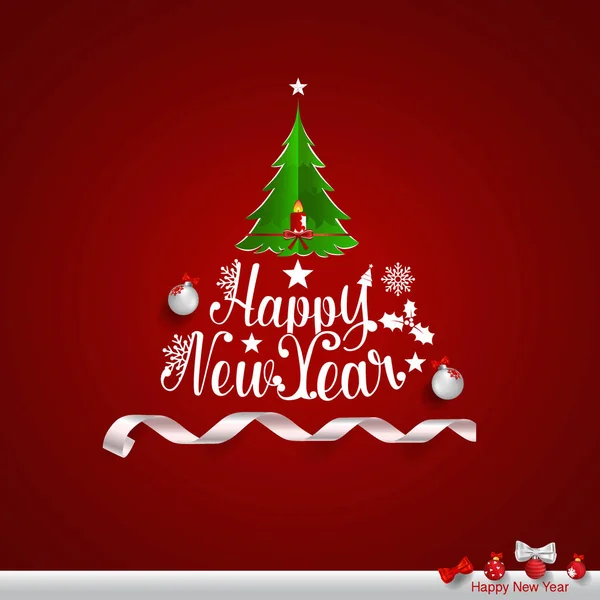 Merry Christmas Happy New Year Greeting Card Vector Illustration — Stock Vector