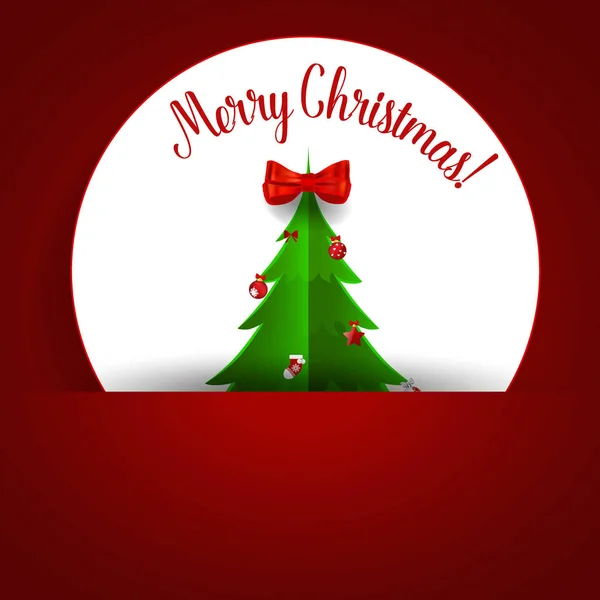 Noel Ağacı Süslemeli Noel Tebrik Kartı Vektör Illüstrasyonu — Stok Vektör