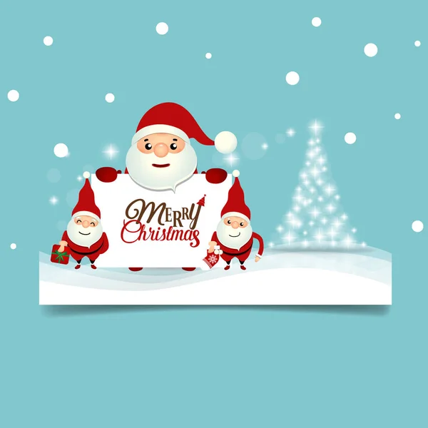 Tarjeta Felicitación Navidad Con Santa Claus Árbol Navidad Ilustración Vectorial — Archivo Imágenes Vectoriales