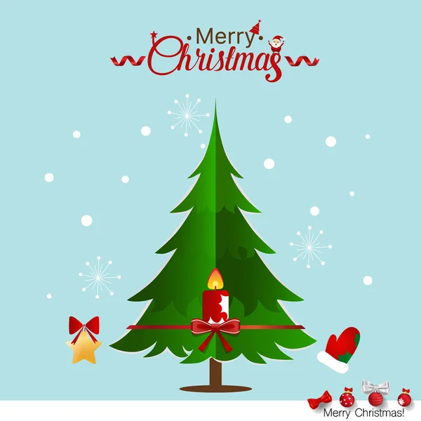 Cartão Natal Com Letras Feliz Natal Árvore Natal Ilustração Vetorial — Vetor de Stock