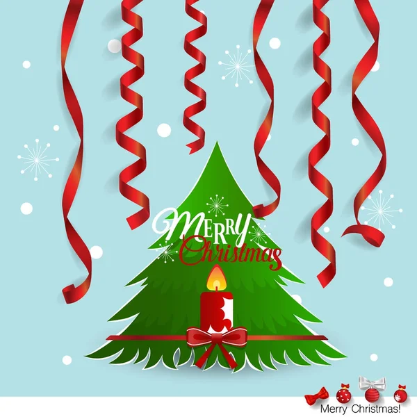Cartão Natal Com Letras Feliz Natal Árvore Natal Ilustração Vetorial — Vetor de Stock