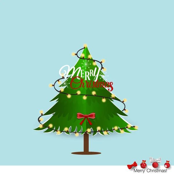 Tarjeta Felicitación Navidad Con Árbol Navidad Ilustración Vectorial — Archivo Imágenes Vectoriales