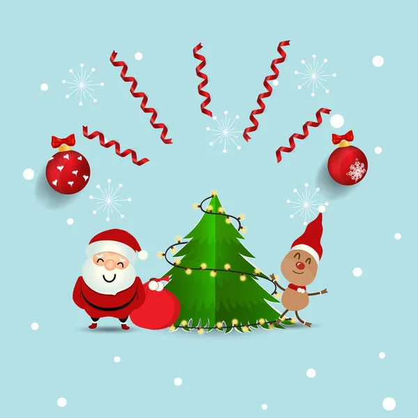 Різдвяна Вітальня Різдвяним Санта Клаусом Оленя Христема Приклад Вектора — стоковий вектор