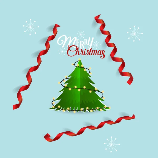 Tarjeta Felicitación Navidad Con Letras Feliz Navidad Árbol Navidad Vector — Archivo Imágenes Vectoriales